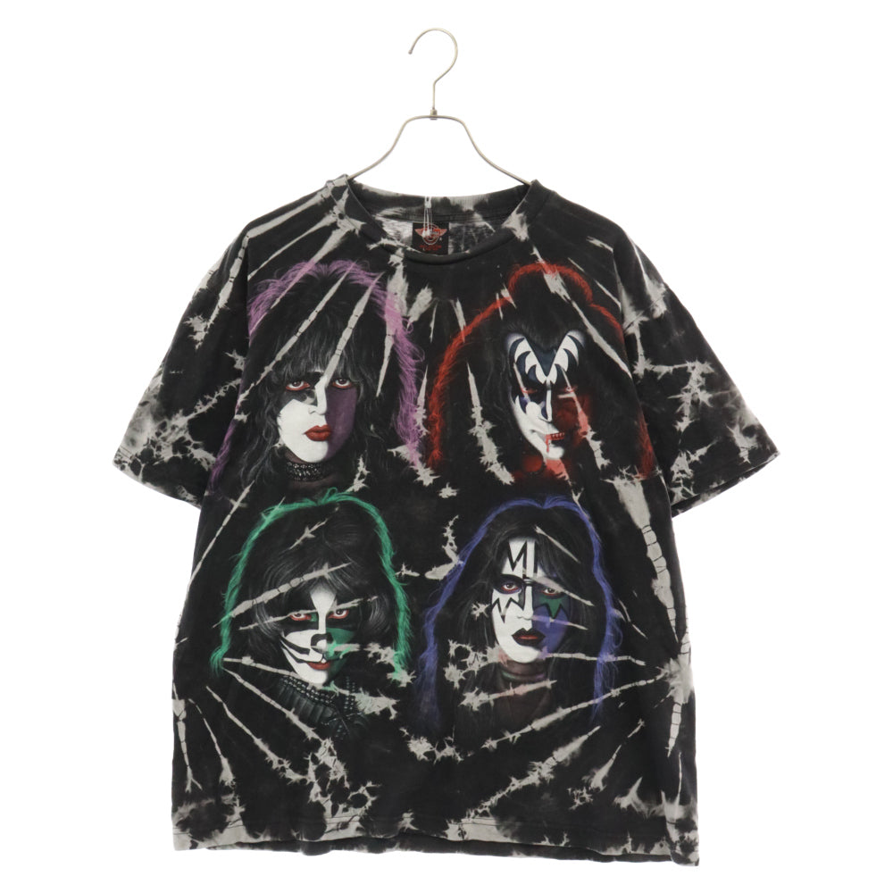 VINTAGE(ヴィンテージ) 90s VINTAGE KISS ALIVE WORLD WIDE TOUR キッス アライブ ワールド ワイド ツアー 半袖カットソー タイダイ プリント Tシャツ ブラック ヴィンテージ