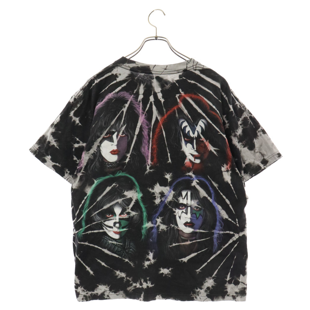 VINTAGE(ヴィンテージ) 90s VINTAGE KISS ALIVE WORLD WIDE TOUR キッス アライブ ワールド ワイド ツアー 半袖カットソー タイダイ プリント Tシャツ ブラック ヴィンテージ