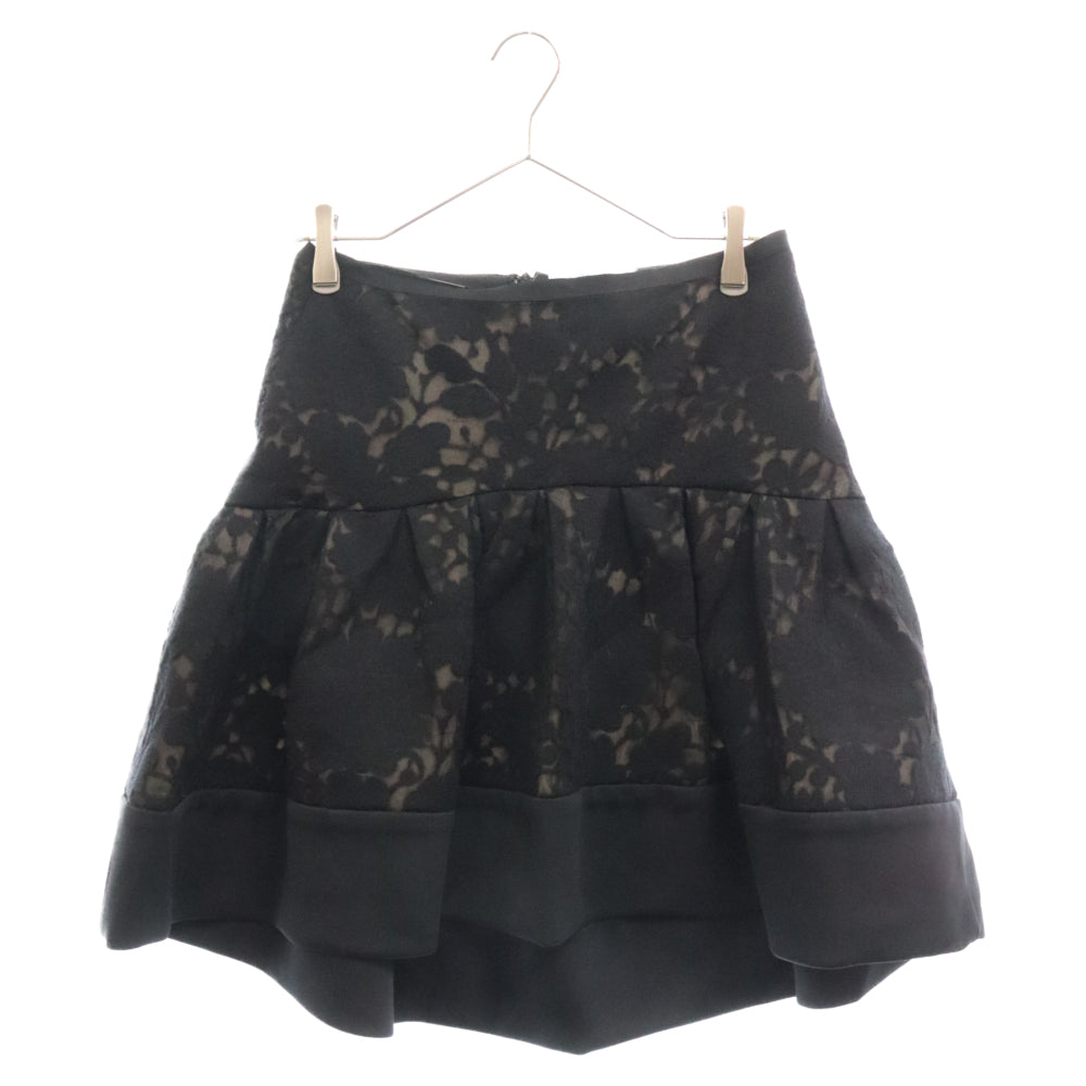 Blumarine(ブルマリン) 花柄 シアー切替 スカート ブラック