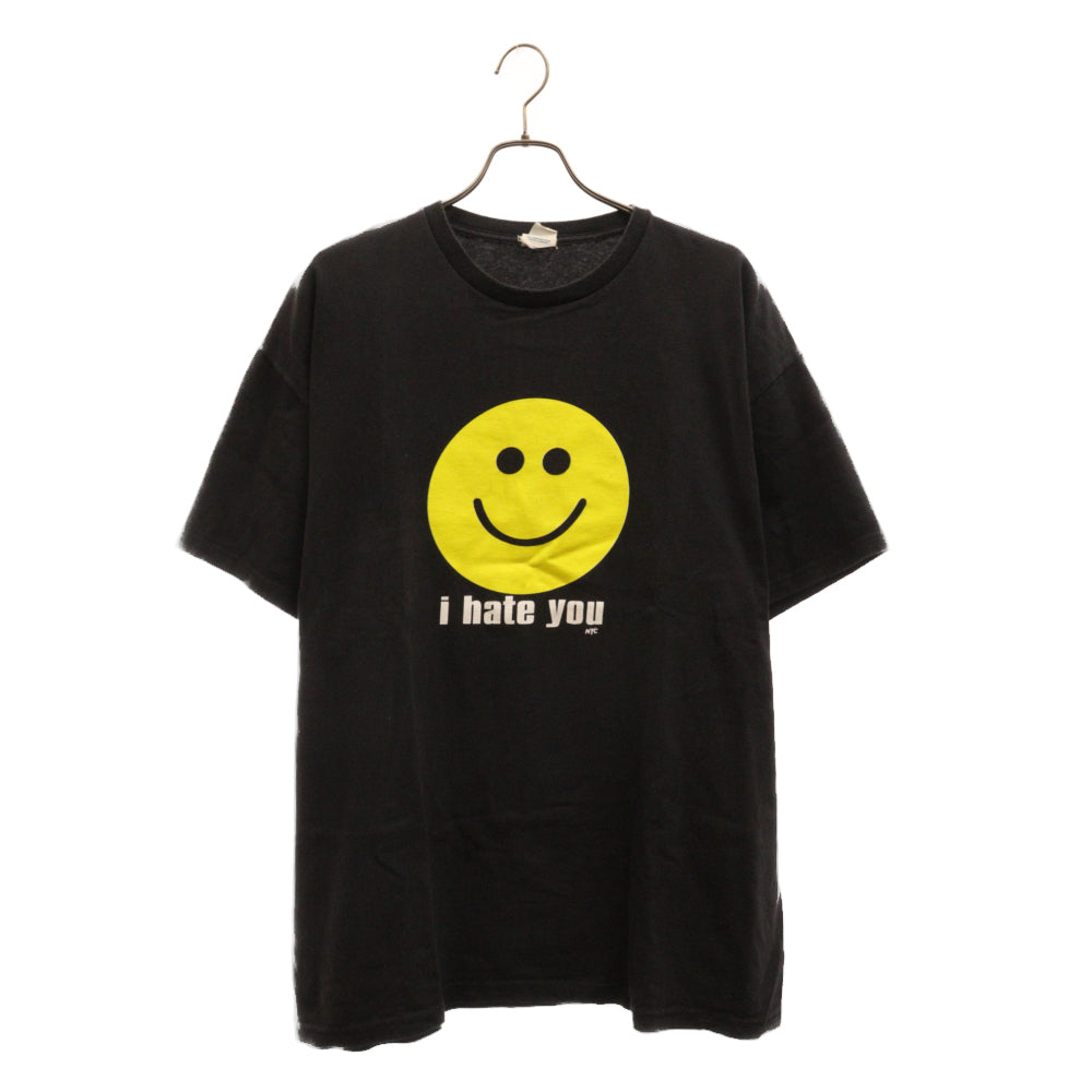 VINTAGE(ヴィンテージ) 00S I Hate You Smiley Face Tee スマイリー プリント 半袖Tシャツ カットソー ブラック