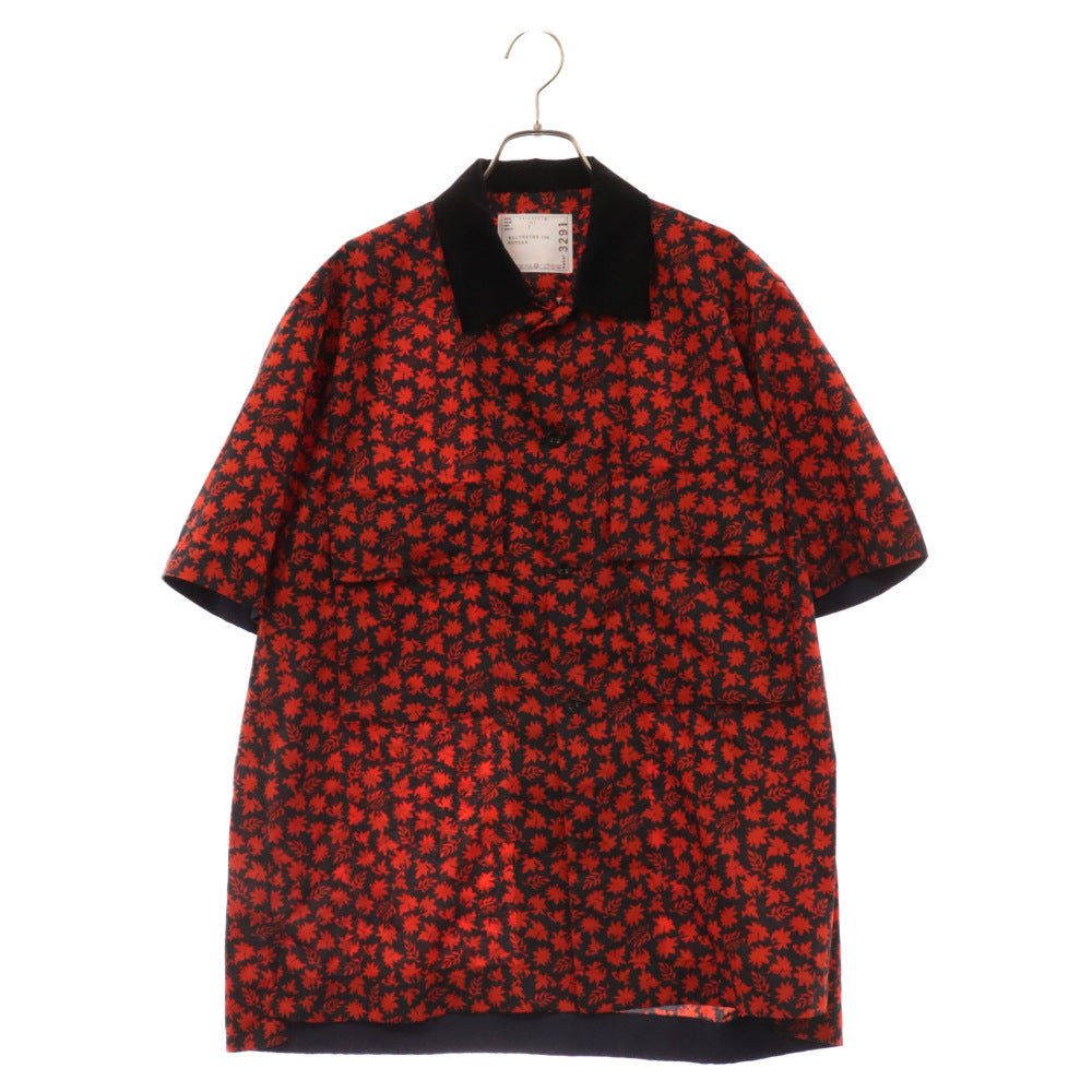 Sacai(サカイ) 24SS FLORAL PRINT SHIRT 総柄 フローラル プリント 半袖シャツ レッド 24-03291M