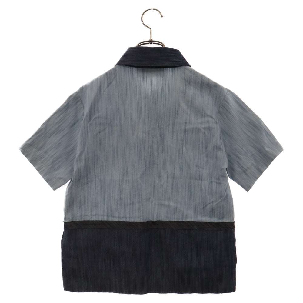 DSQUARED2(ディースクエアード) ハーフスナップボッタン 切替デザイン 半袖シャツ ブルー レディース S75NC0522 S30114