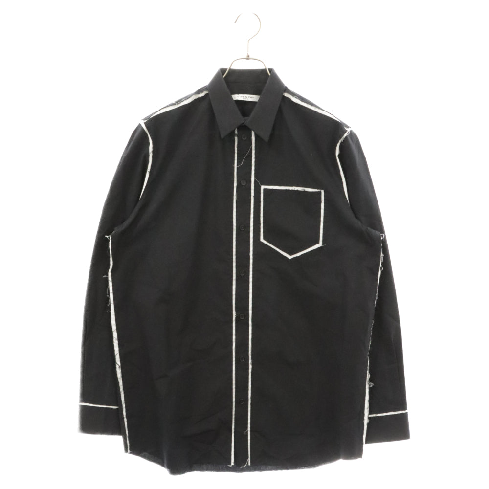 GIVENCHY(ジバンシィ) カットオフ コットン レギュラー カラー シャツ ブラック 15W 6010 352