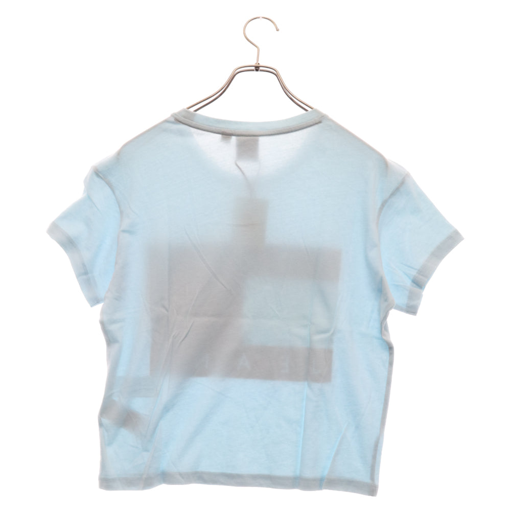 TOMMY HILFIGER(トミーヒルフィガー) ベルベット切り替え ロゴ 半袖カットソー Tシャツ ブルー DW03064 431