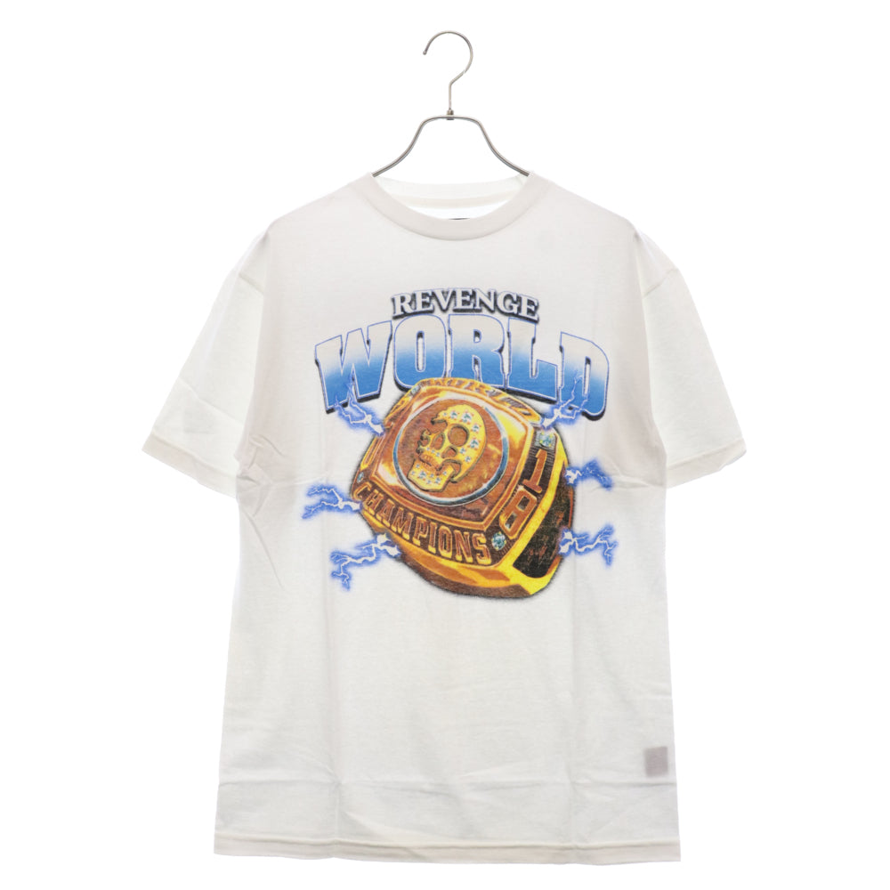 REVENGE(リベンジ) スカルロゴプリントTシャツ 半袖カットソー ロゴプロント Tシャツ ホワイト