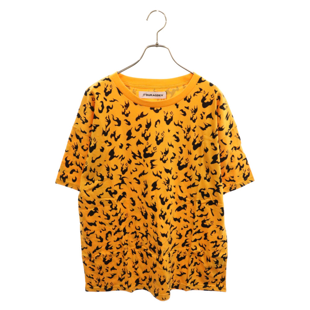 DURAG DEV(ドゥラグ デヴ) レオパード 半袖カットソー クルーネック Tシャツ オレンジ/ブラック
