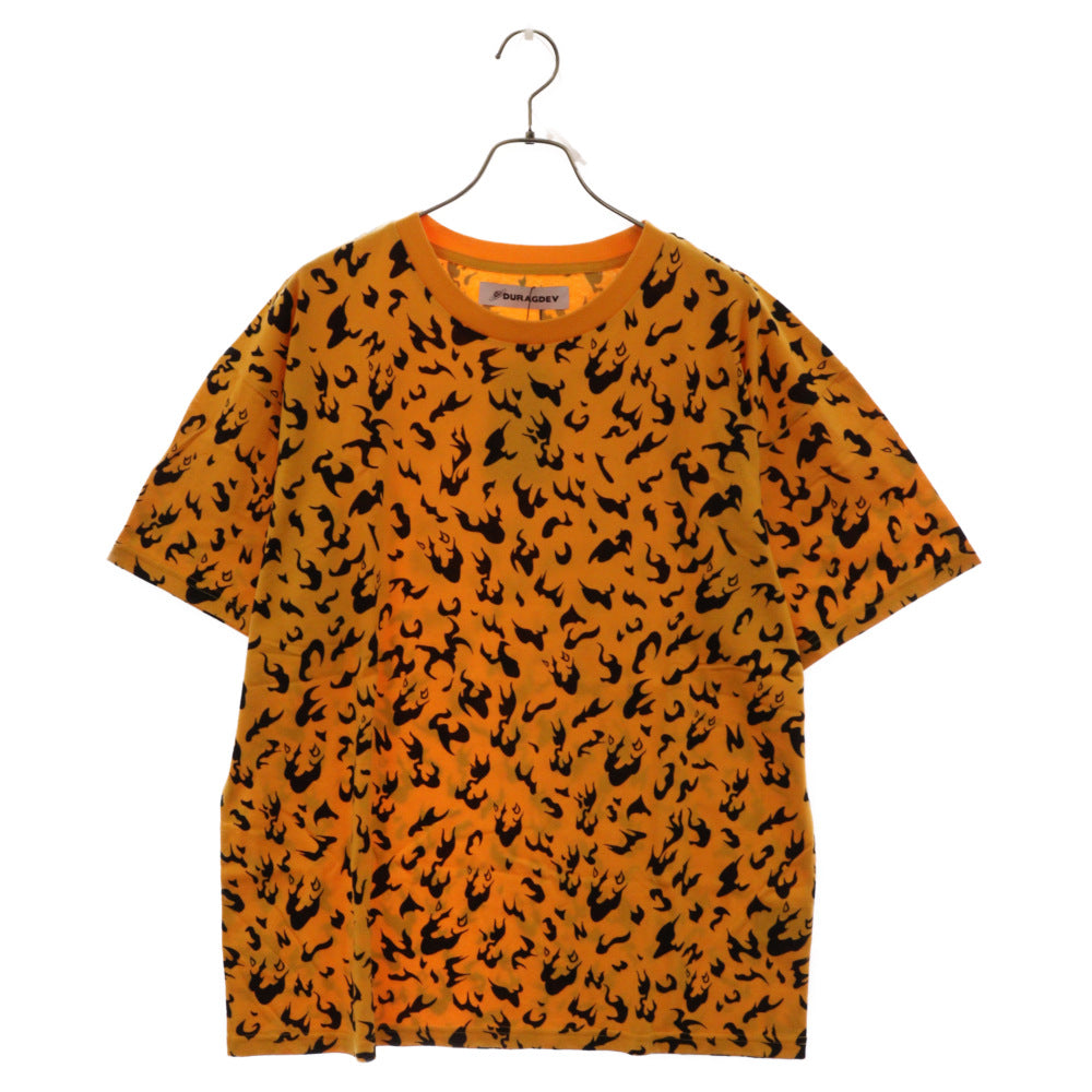 DURAG DEV(ドゥラグ デヴ) レオパード 半袖カットソー クルーネック 半袖Tシャツ オレンジ/ブラック