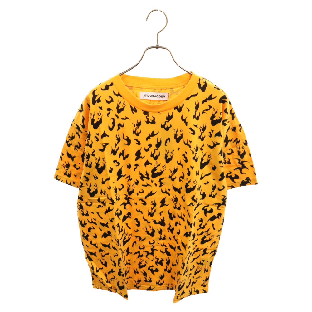 DURAG DEV(ドゥラグ デヴ) レオパード 半袖カットソー クルーネック Tシャツ オレンジ/ブラック