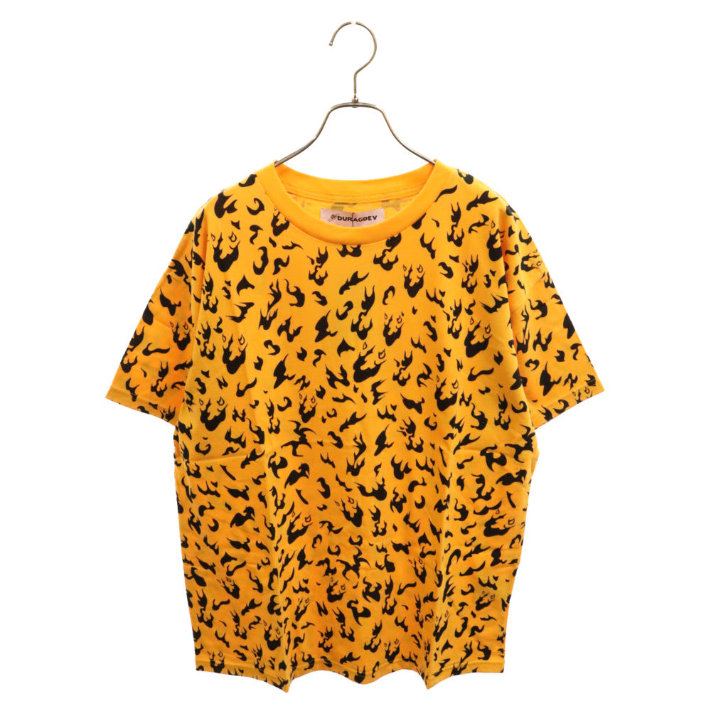 DURAG DEV(ドゥラグ デヴ) レオパード 半袖カットソー クルーネック Tシャツ オレンジ/ブラック