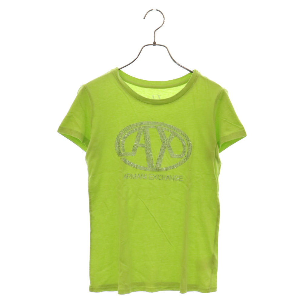 AX ARMANI EXCHANGE(アルマーニ エクスチェンジ) ラメストーン ロゴ 半袖カットソー Tシャツ ライトグリーン 2611-10720-1430