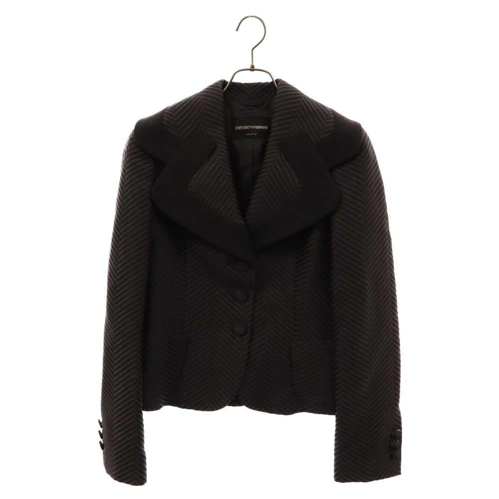 EMPORIO ARMANI(エンポリオアルマーニ) ウール切り替え ボナパルト カラー テーラードジャケット チャコールグレー F2G08T F2121