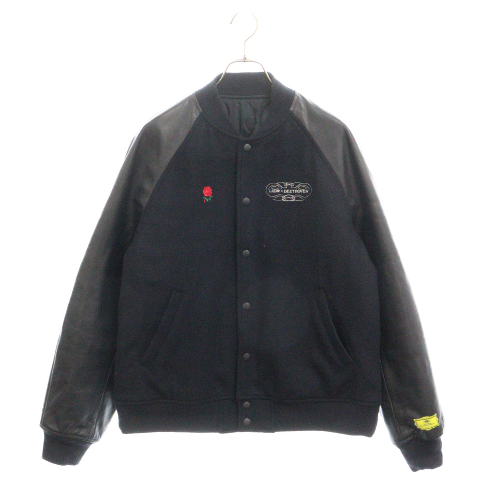UNDERCOVER(アンダーカバー) 19AW SPNr.9 LUDW.v.BEETHOVEN レザー切り替え スナップボタン スタジアムジャケット ネイビー UCX4211-2