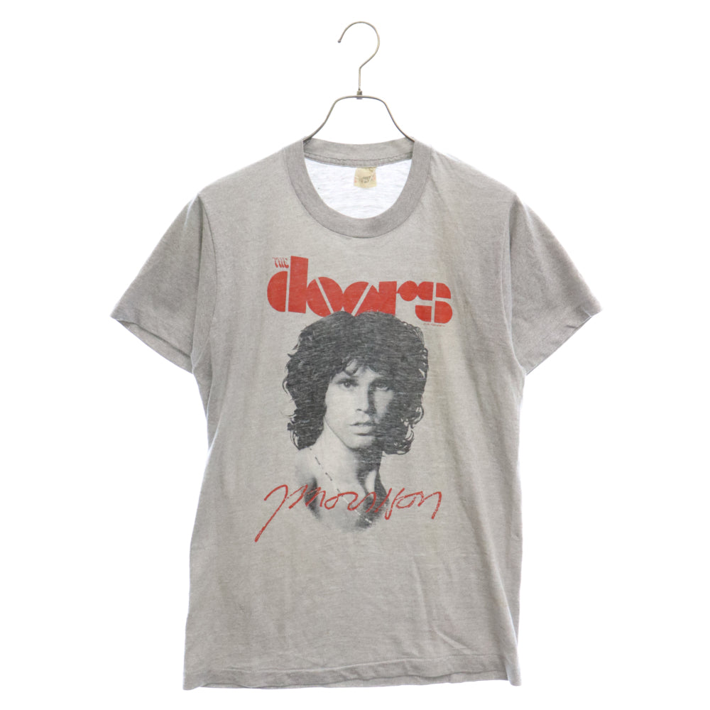 VINTAGE(ヴィンテージ) 80S VINTAGE ヴィンテージ THE DOORS JIM MORRISON ドアーズ ジムモリソン フロントプリント 裾シングル クルーネック 半袖Tシャツ カットソー グレー