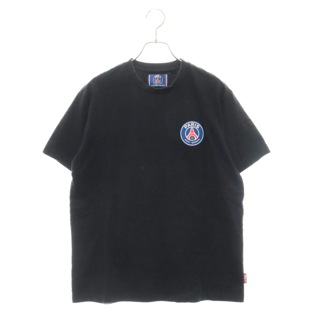 PARIS SAINT-GERMAIN(パリサンジェルマン) SILICON PRINT WAPPEN ワッペン刺繍 クルーネック コットン 半袖Tシャツ カットソー ブラック PS0123-SS02
