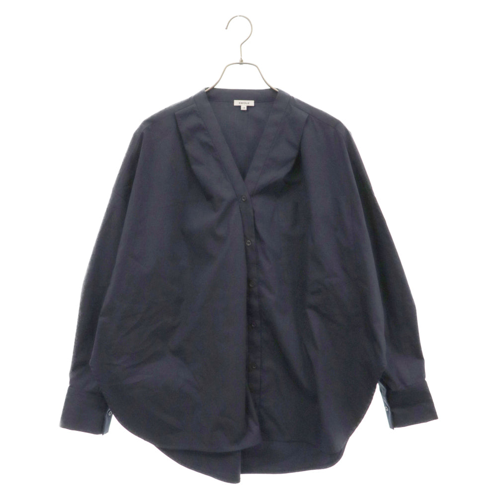 ENFOLD(エンフォルド) タイプライター Vネックブラウス 長袖シャツ レディース ネイビー 300ES230-3130
