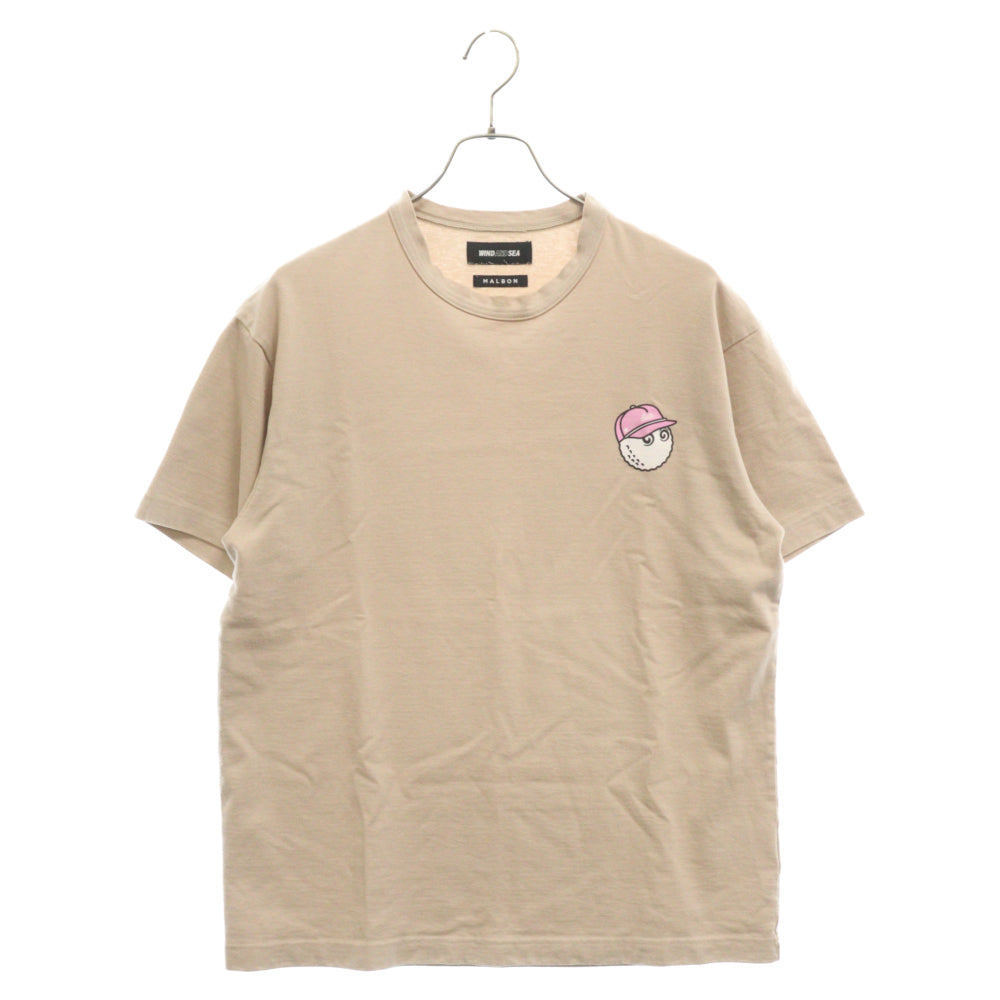 WIND AND SEA(ウィンダンシー) × MALBON マルボン 両面プリント 半袖Tシャツ ベージュ WDS-MALBON-10
