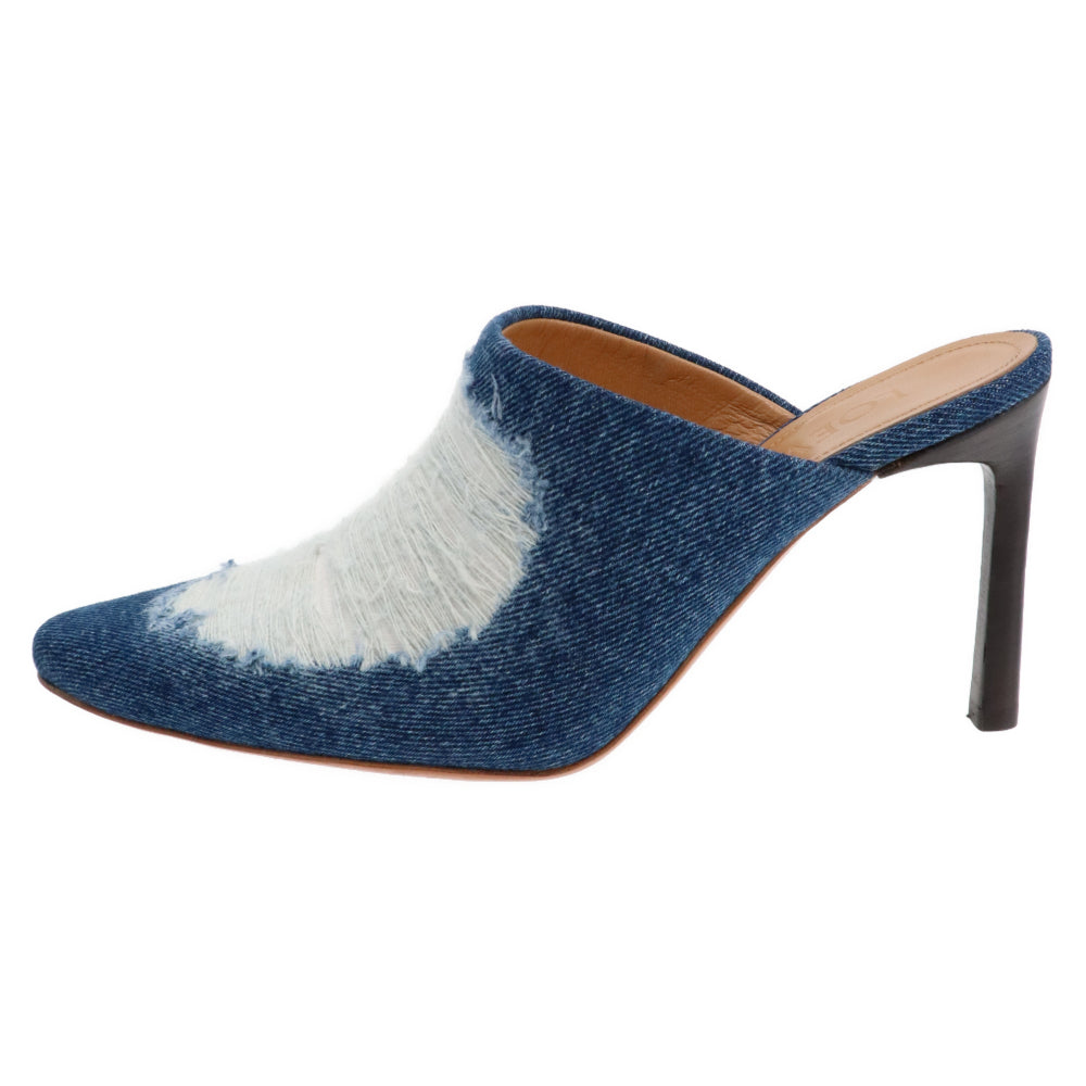 LOEWE(ロエベ) RIPPED DENIM STILETTO MULES リップド デニム スティレット ミュール パンプス インディゴ レディース 37 L815379X40