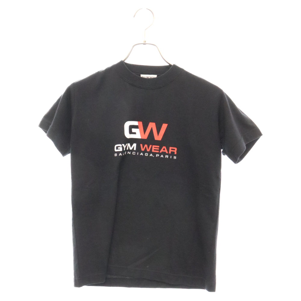 BALENCIAGA(バレンシアガ) 20AW Gym Wear Logo Fitted Tee ジムウェア ロゴプリント クルーネック 半袖Tシャツ カットソー ブラック 612964 レディース