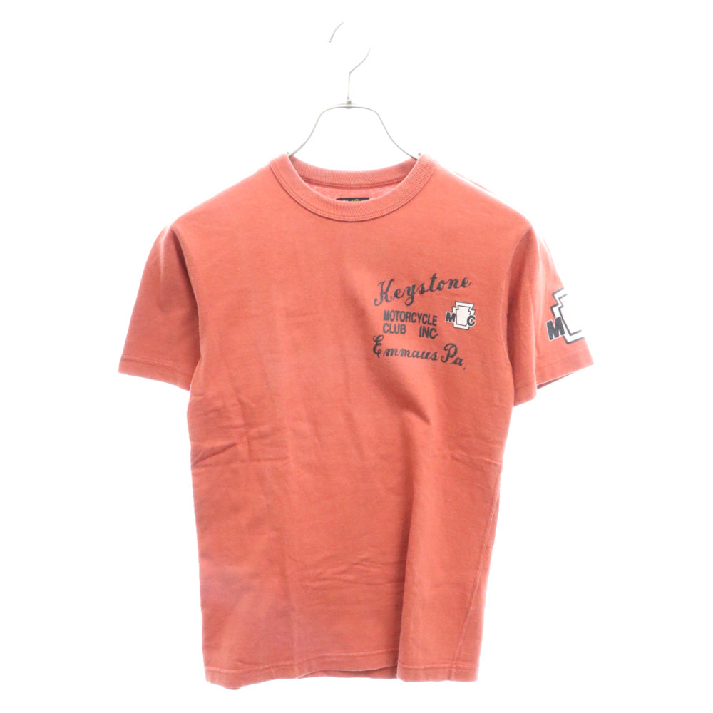 WEST RIDE(ウエストライド) ロゴプリント クルーネック コットン グラフィック 半袖Tシャツ カットソー オレンジ