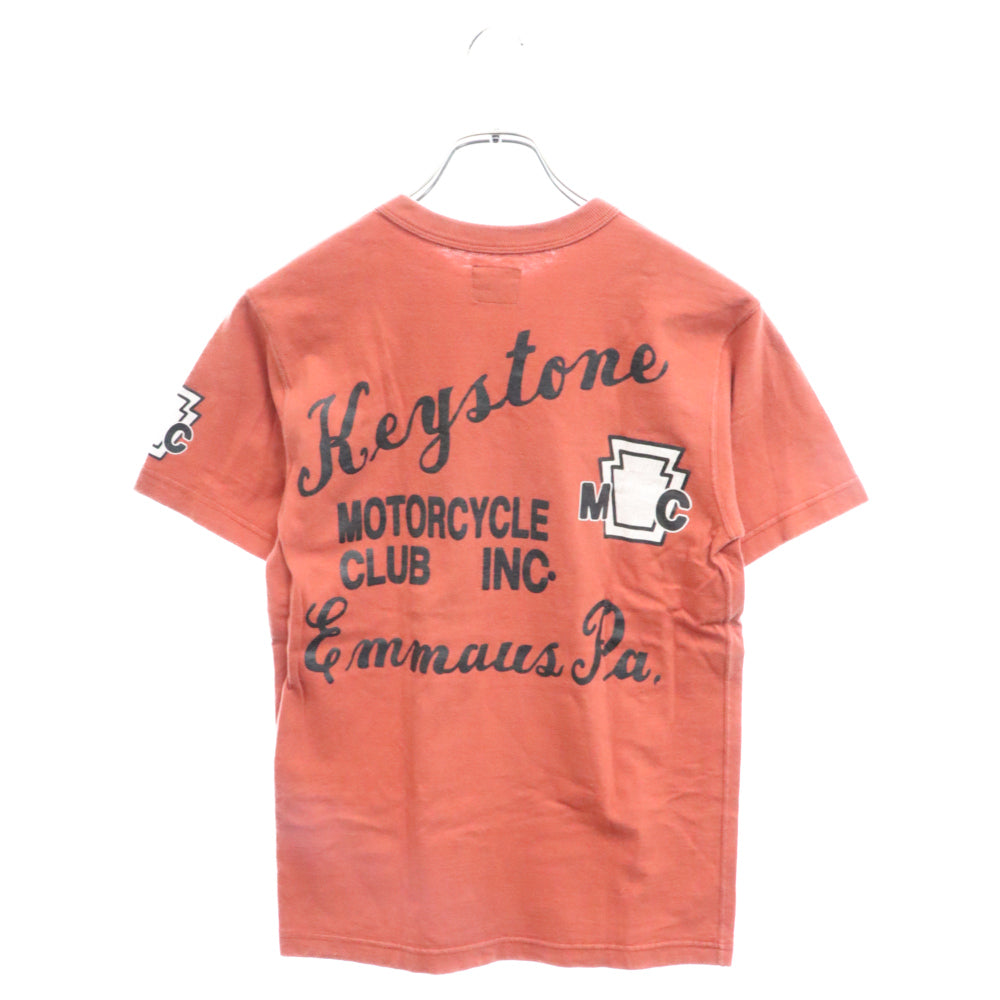 WEST RIDE(ウエストライド) ロゴプリント クルーネック コットン グラフィック 半袖Tシャツ カットソー オレンジ