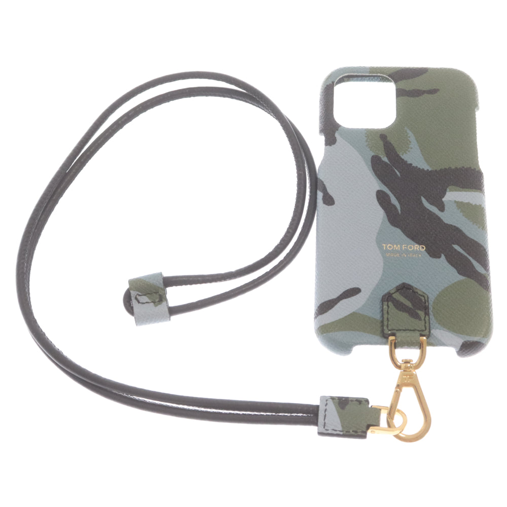 TOM FORD(トムフォード) カモフラ レザー ストラップ アイフォンケース スマホケース iPhone12/12 Pro マルチ