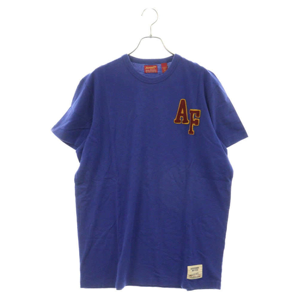 Abercrombie&Fitch(アバクロンビーアンドフィッチ) フロント ロゴワッペン コットン クルーネック 半袖Tシャツ カットソー ブルー