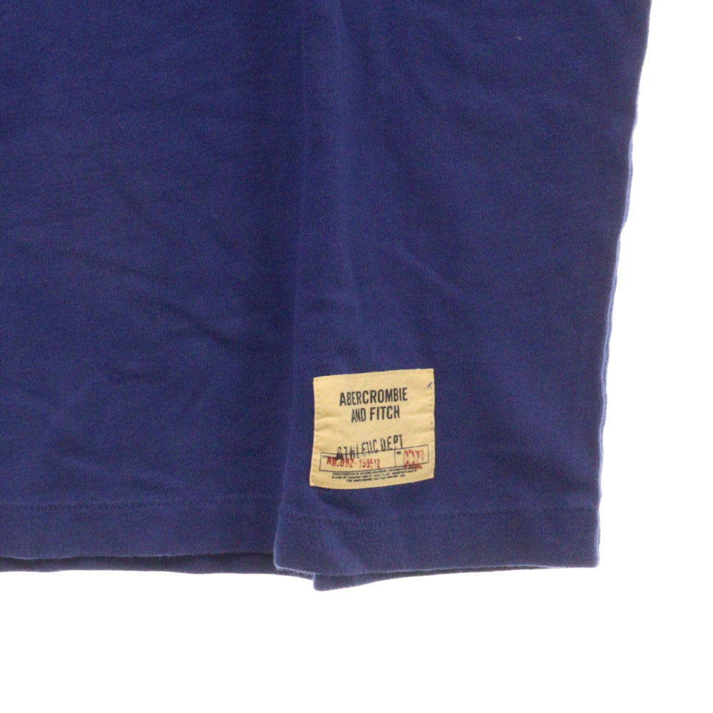 Abercrombie&Fitch(アバクロンビーアンドフィッチ) フロント ロゴワッペン コットン クルーネック 半袖Tシャツ カットソー ブルー