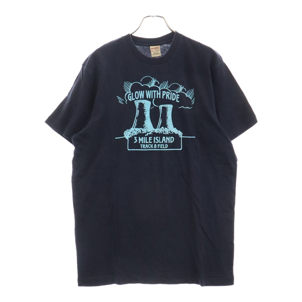 Abercrombie&Fitch(アバクロンビーアンドフィッチ) GLOW WITH PRIDE グロウ ウィズ プライド プリント クルーネック コットン 半袖Tシャツ カットソー ネイビー