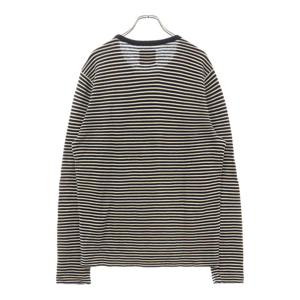 Abercrombie&Fitch(アバクロンビーアンドフィッチ) 胸ポケット ボーダー クルーネック コットン ニット 長袖セーター ネイビー/ホワイト