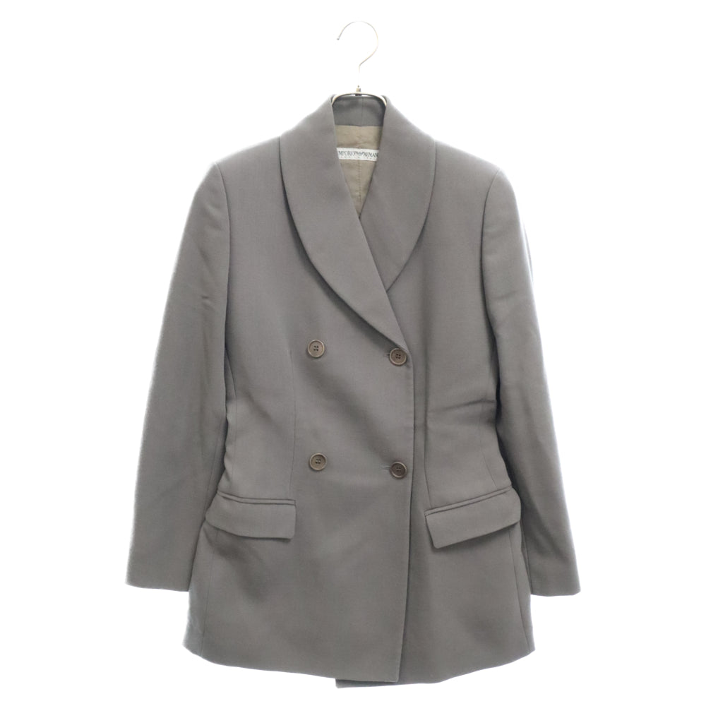 EMPORIO ARMANI(エンポリオアルマーニ) ショールカラー ダブルボタン ウール テーラードジャケット レディース グレー