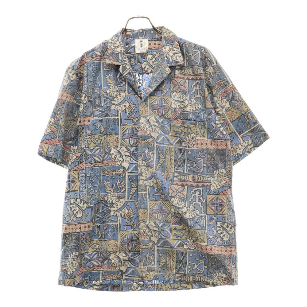 ROYAL HAWAIIAN CREATIONS(ロイヤル ハワイアン セレクション) 70s VINTAGE ヴィンテージ 総柄 半袖 アロハシャツ 開襟シャツ ブルー