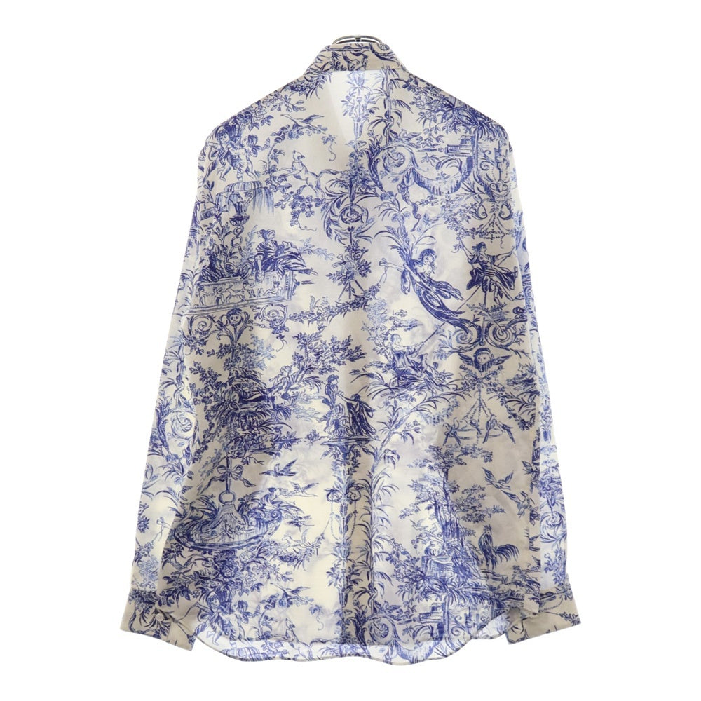 DIOR(ディオール) 19SS トワルドジュイ柄 シルク 長袖シャツ ロングスリーブ ホワイト/ブルー 023C501G4854