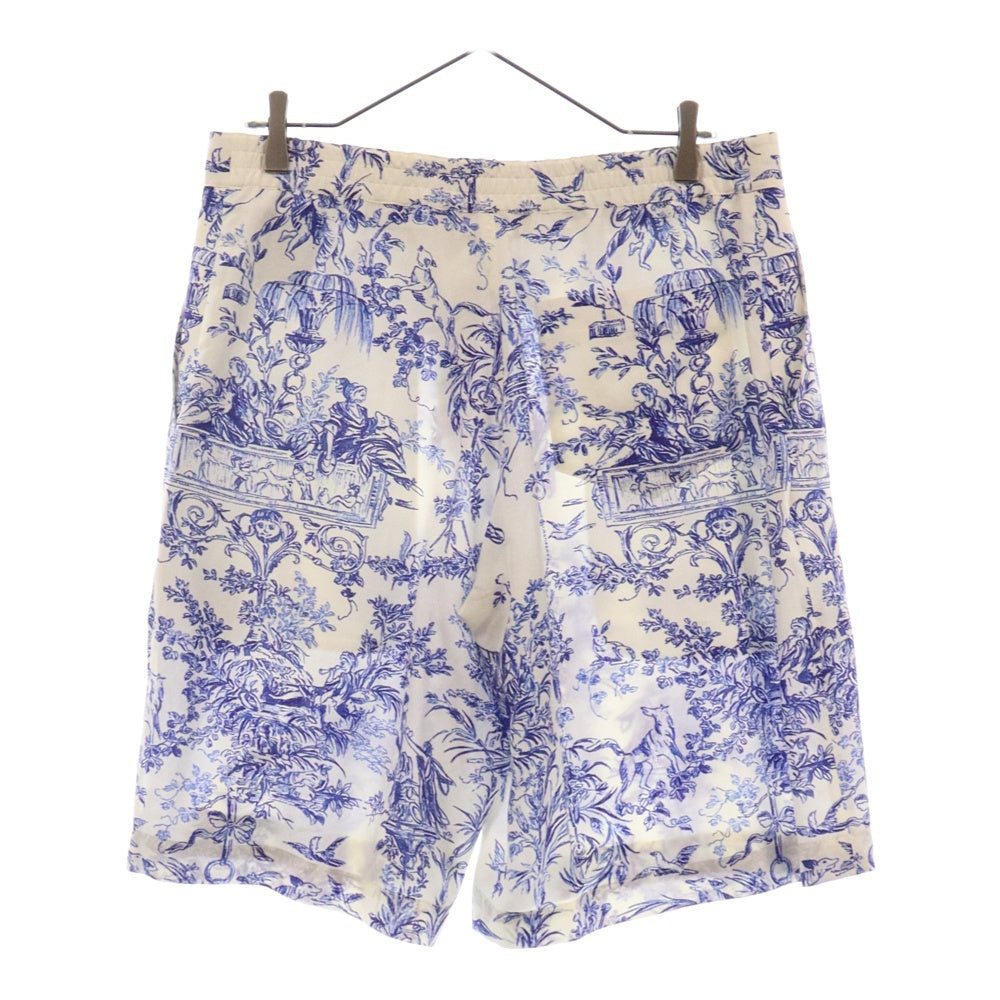 DIOR(ディオール) 19SS トワルドジュイ柄 シルク ジップアップ ハーフパンツ ショーツ ホワイト/ブルー 933C120A4854