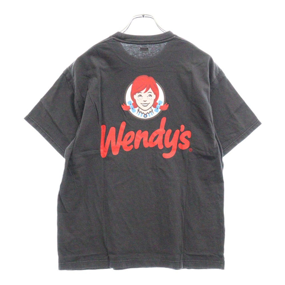 SEQUEL(シークエル) × WENDY's ウェンディーズ ヴィンテージ加工 バックプリント クルーネック 半袖Tシャツ カットソー グレー WE-23AW-WDST-01