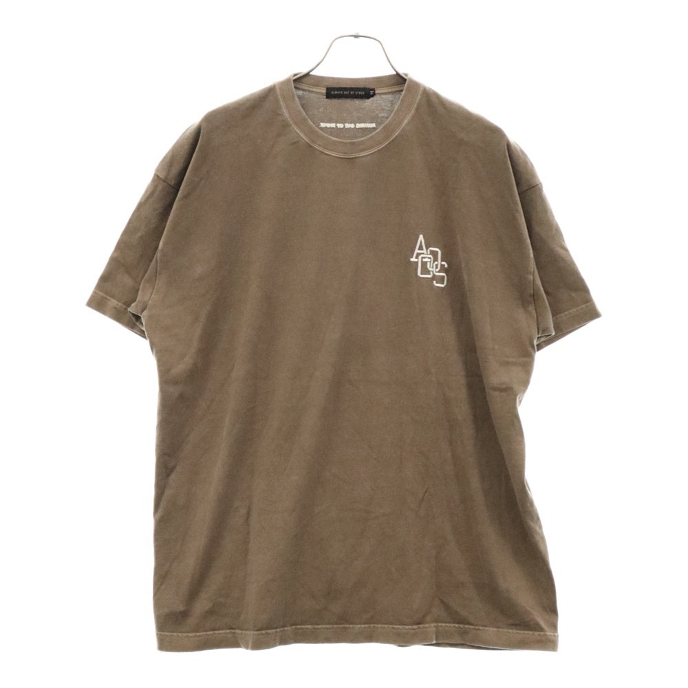 ALWAYS OUT OF STOCK(オールウェイズアウトオブストック) フロント ロゴエンブロイダリー コットン クルーネック 半袖Tシャツ カットソー ブラウン