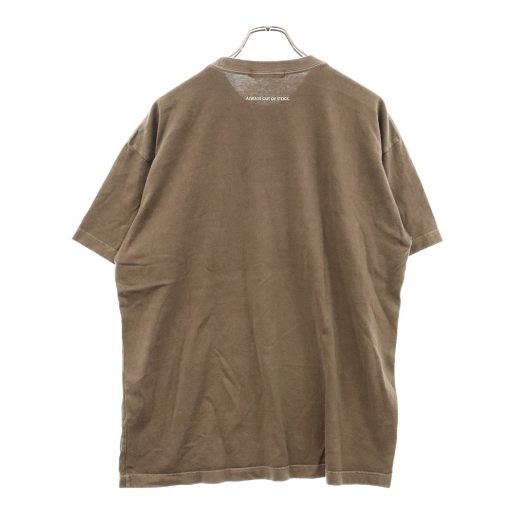 ALWAYS OUT OF STOCK(オールウェイズアウトオブストック) フロント ロゴエンブロイダリー コットン クルーネック 半袖Tシャツ カットソー ブラウン