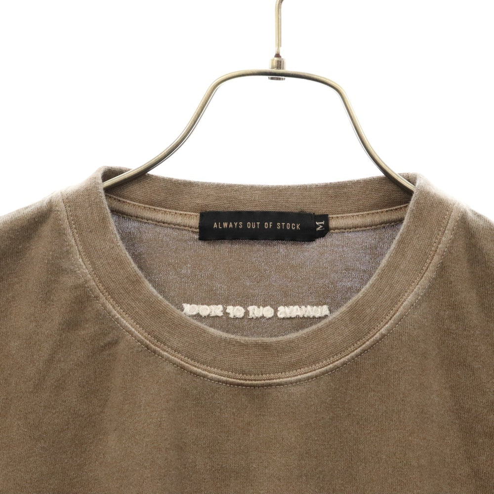 ALWAYS OUT OF STOCK(オールウェイズアウトオブストック) フロント ロゴエンブロイダリー コットン クルーネック 半袖Tシャツ カットソー ブラウン