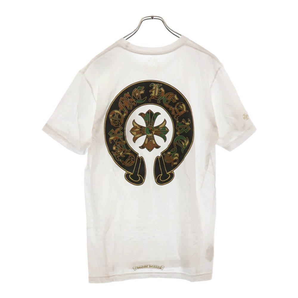 CHROME HEARTS(クロムハーツ) HORSESHOE 3 CEM CRS POCKET T-SHIRT ホース シュー セメタリークロス プリント カモフラ プリント 半袖カットソー Tシャツ ホワイト/カーキ