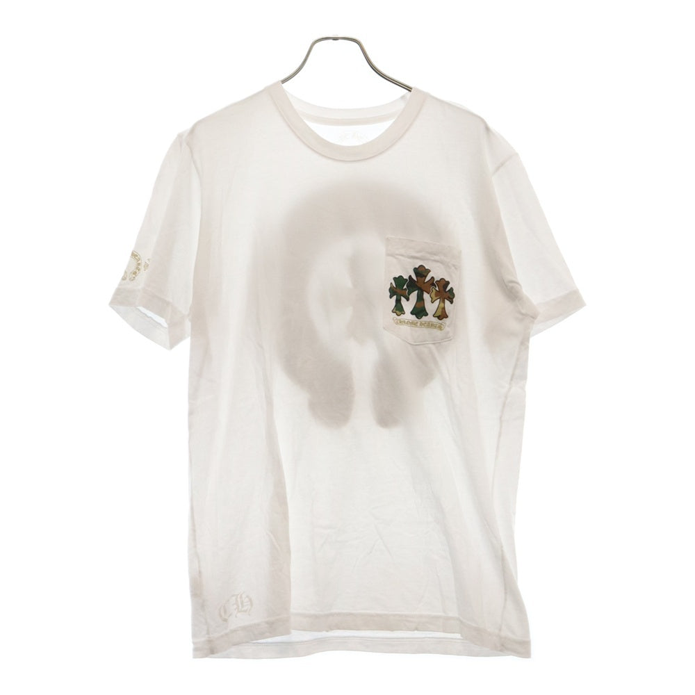 CHROME HEARTS(クロムハーツ) HORSESHOE 3 CEM CRS POCKET T-SHIRT ホース シュー セメタリークロス プリント カモフラ プリント 半袖カットソー Tシャツ ホワイト/カーキ