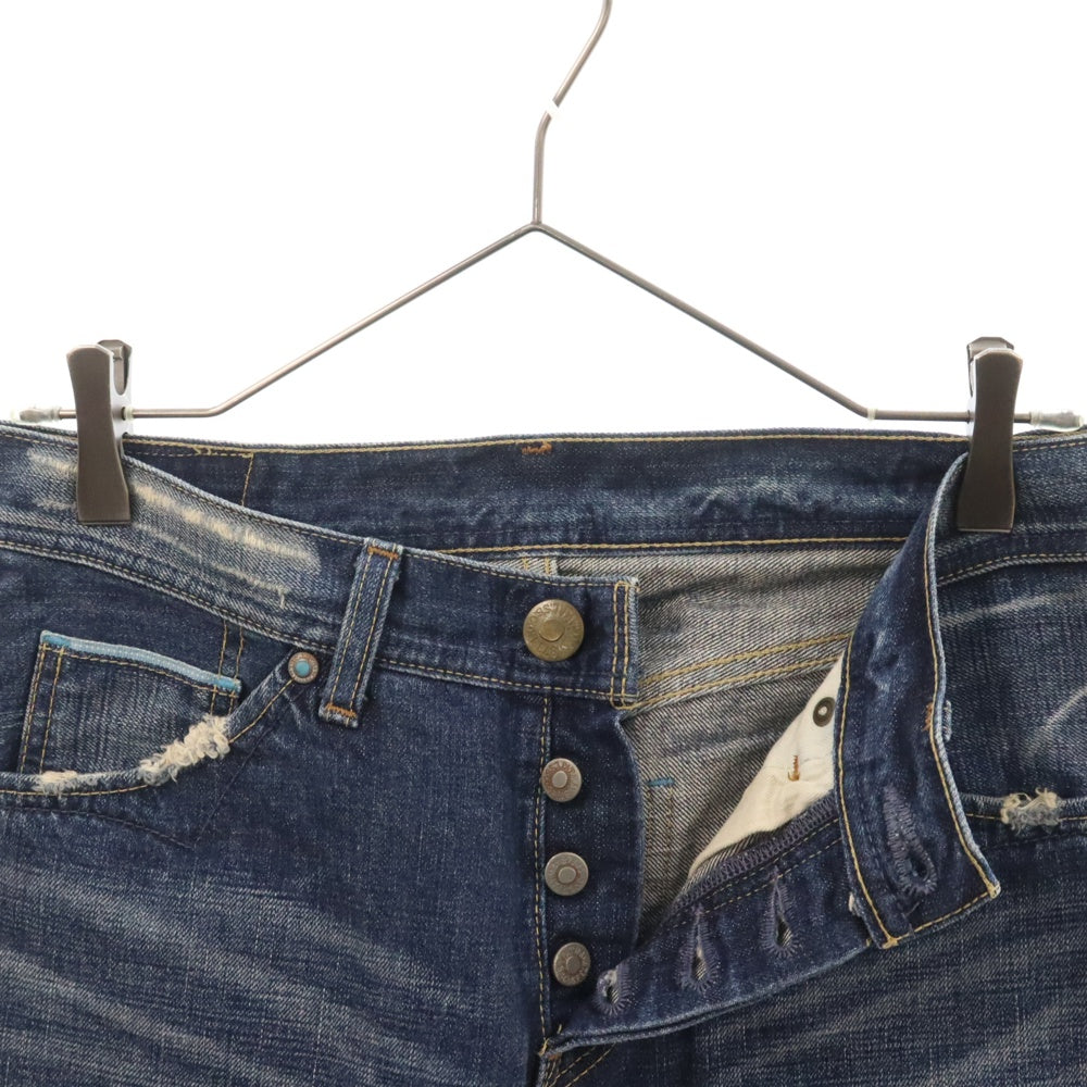 Levi's(リーバイス) ボタンフライ デニムパンツ ブーツカットジーンズ ダメージ加工 インディゴ LV707-03