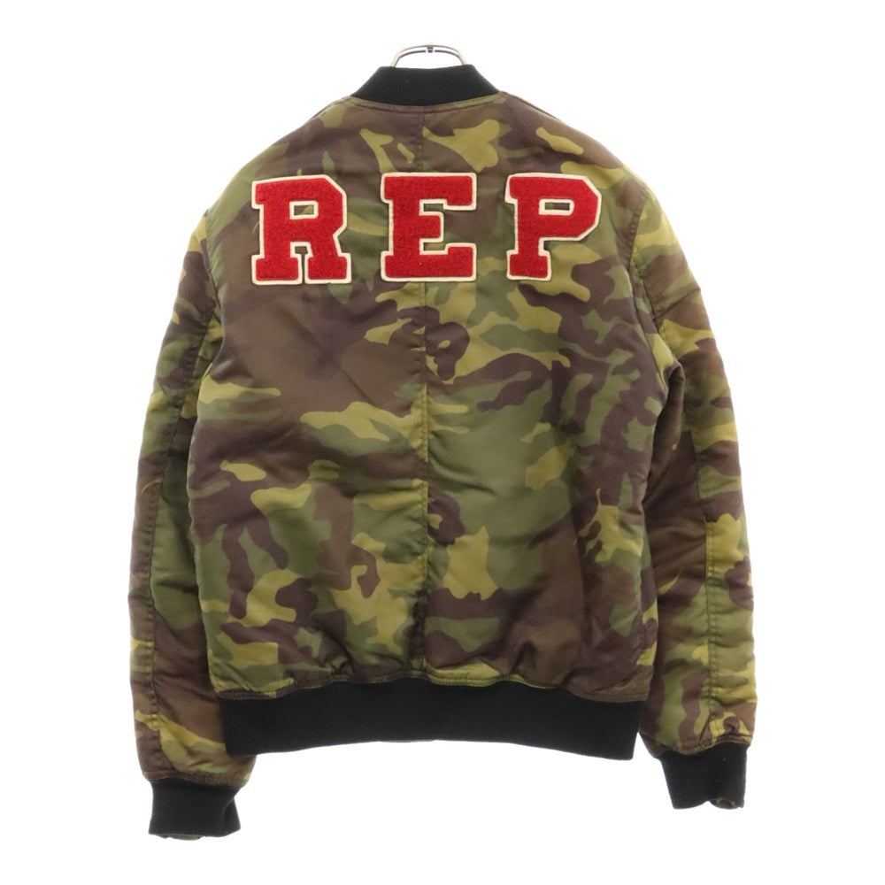 REPLAY(リプレイ) ワッペンデザイン カモ ナイロン ジップアップ ボンバージャケット ブルゾン カーキ M8868.000.71304