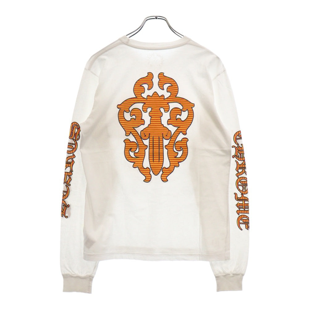 CHROME HEARTS(クロムハーツ) STRIPED DAGGER LONG SLEEVE TEE ストライプ ダガー アーム バックプリント 長袖Tシャツ カットソー ホワイト