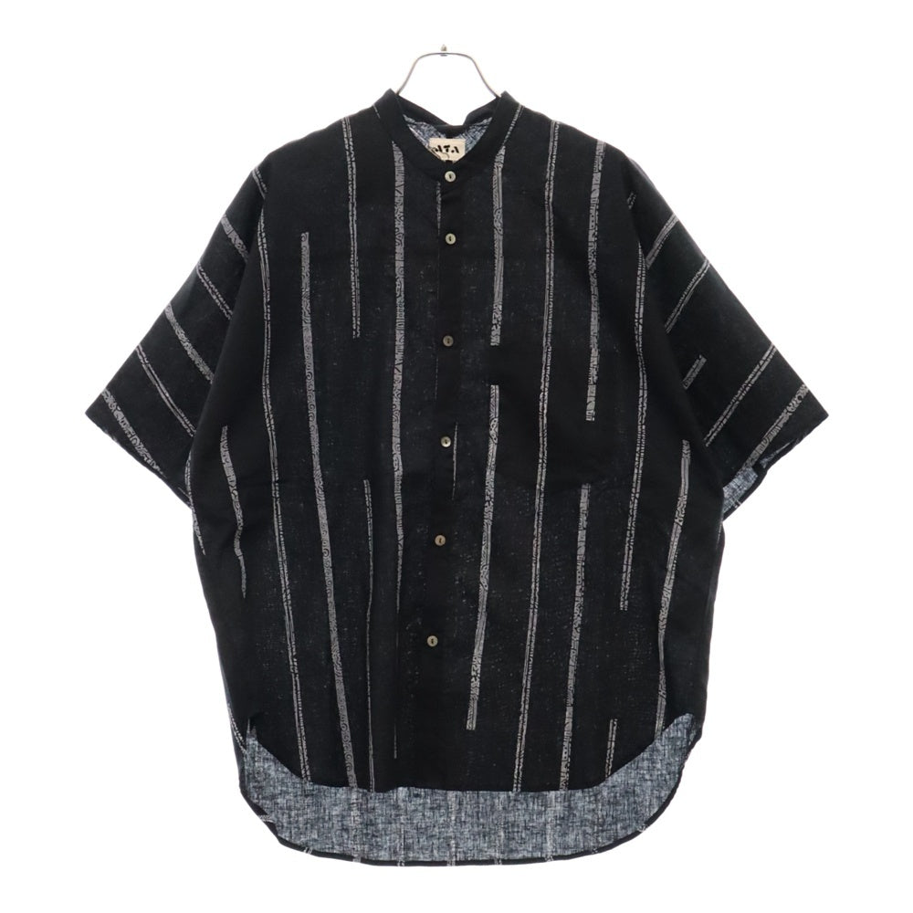 ATA(アタ) BASIC V NECK SHORT SLEEVE SHIRT DISCHARGE PRINTING 放電プリント ベーシック Vネック ショートスリーブ シャツ ブラック A01-02021