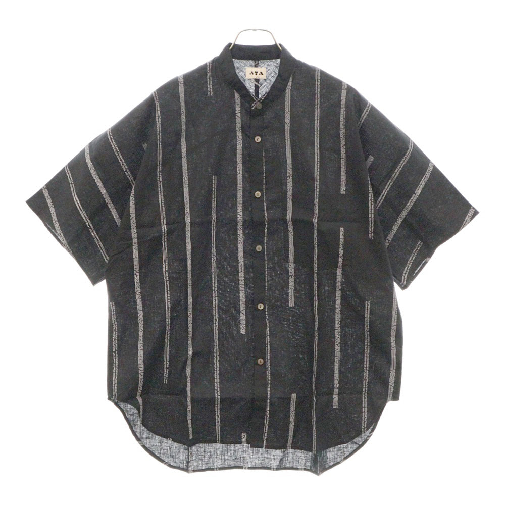 ATA(アタ) 24SS V NECK SHORT SLEEVE SHIRT Vネック 半袖 シャツ ブラック A01-02021