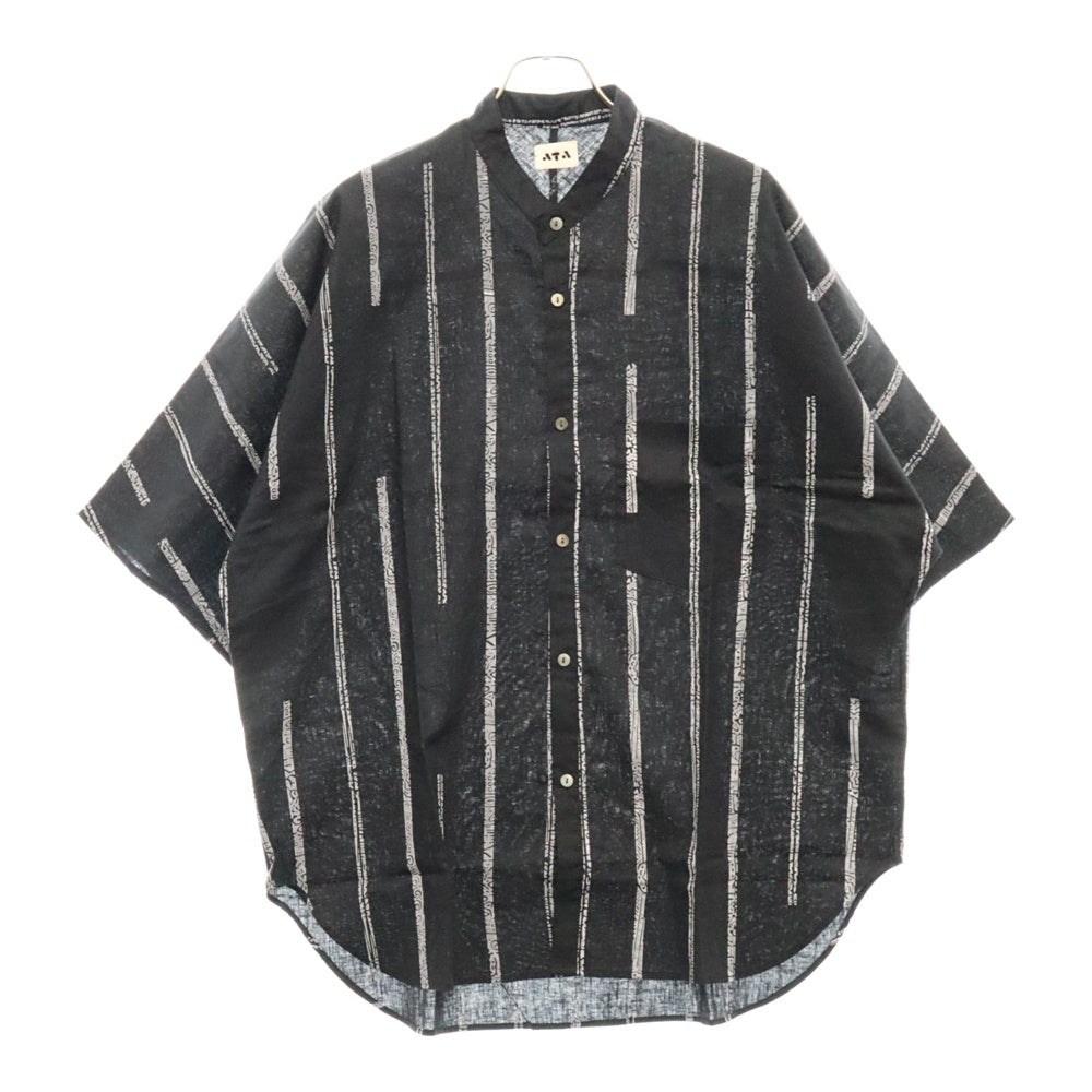 ATA(アタ) 24SS V NECK SHORT SLEEVE SHIRT Vネック 半袖 シャツ ブラック A01-02021