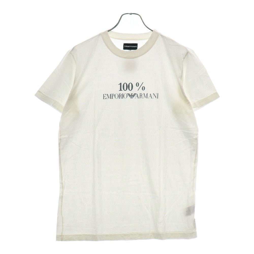 EMPORIO ARMANI(エンポリオアルマーニ) フロント 100%プリント クルーネック 半袖Tシャツ カットソー ホワイト 63435041