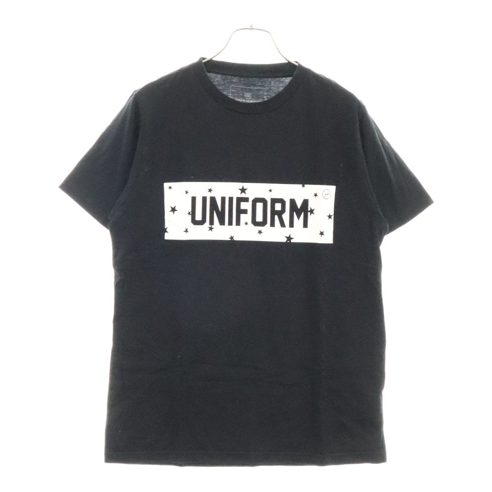 UNIFORM EXPERIMENT(ユニフォームエクスペリメント) クルーネック プリント 半袖カットソー Tシャツ ブラック