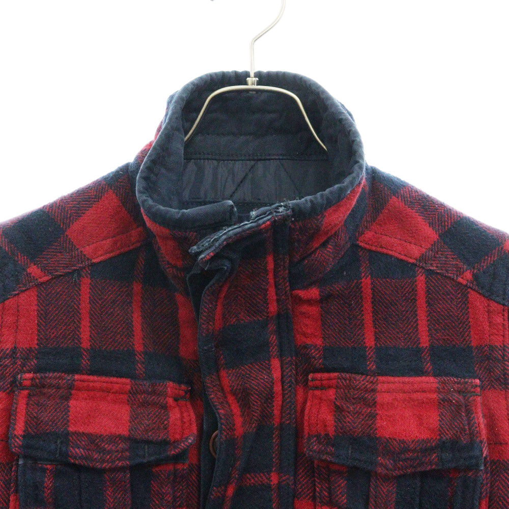 Abercrombie&Fitch(アバクロンビーアンドフィッチ) KIDS チェック柄 4ポケット スタンドカラー ジャケット ブルゾン レッド/ブラック キッズ