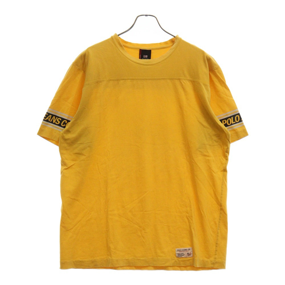 POLO JEANS(ポロ ジーンズ) 90S VINTAGE ヴィンテージ 袖ロゴデザイン クルーネック 半袖Tシャツ イエロー