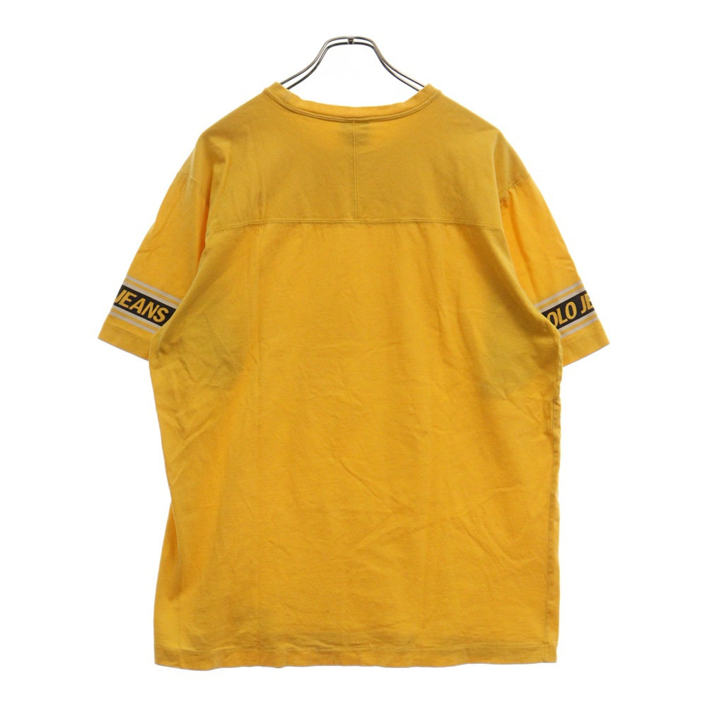 POLO JEANS(ポロ ジーンズ) 90S VINTAGE ヴィンテージ 袖ロゴデザイン クルーネック 半袖Tシャツ イエロー